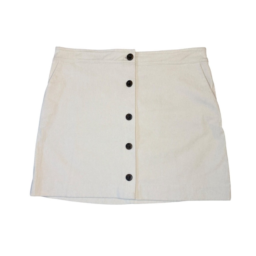Melrose and Market Corduroy Skirt Button Front A-Line Mini‎ Beige Large NWT